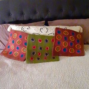 Felted pillowcases,  set of 3, new, 15x15 inches